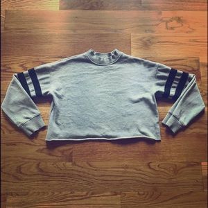 Forever 21 Cropped Grey Sweatshirt w/ Stripes